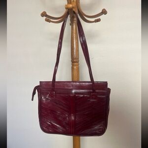Vintage Genuine Eel Leather Dark Plum Shoulder Bag